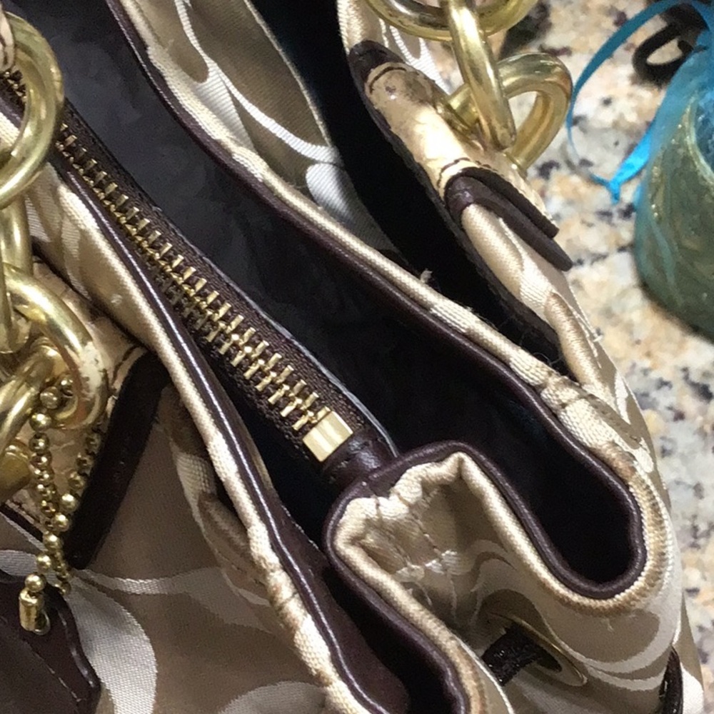 Coach Collette Signature Sateen Satchel Handbag Faux Snakeskin - Picture 3 of 16